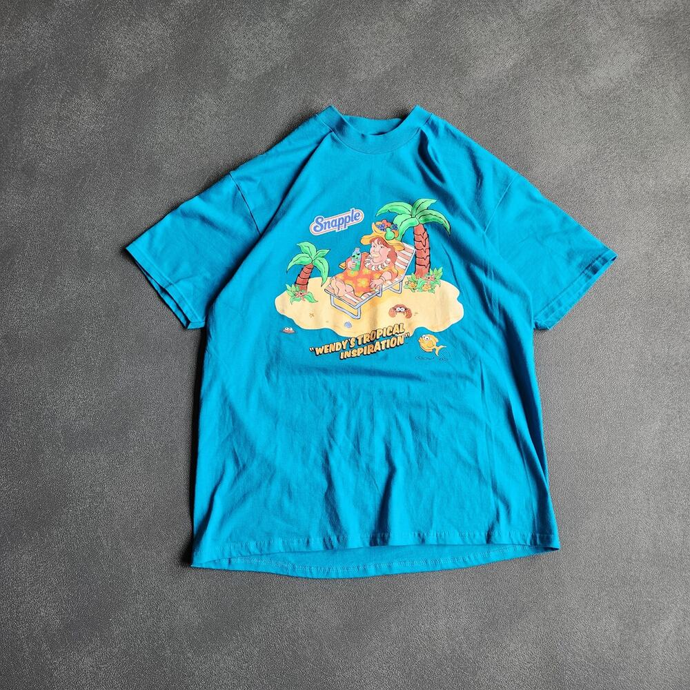 Vintage 90's Snapple "Wendy's Tropical Inspiration" Blue Shirt XL